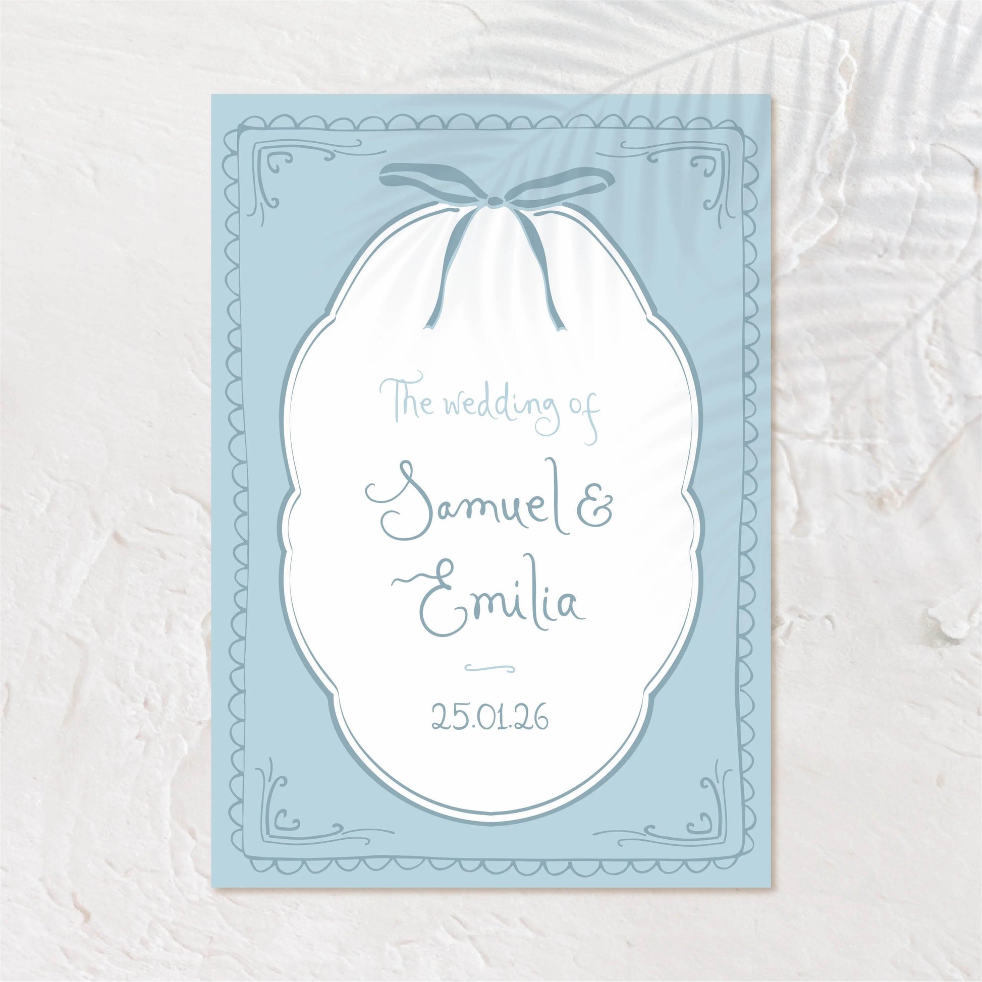 Blue-toned wedding welcome sign