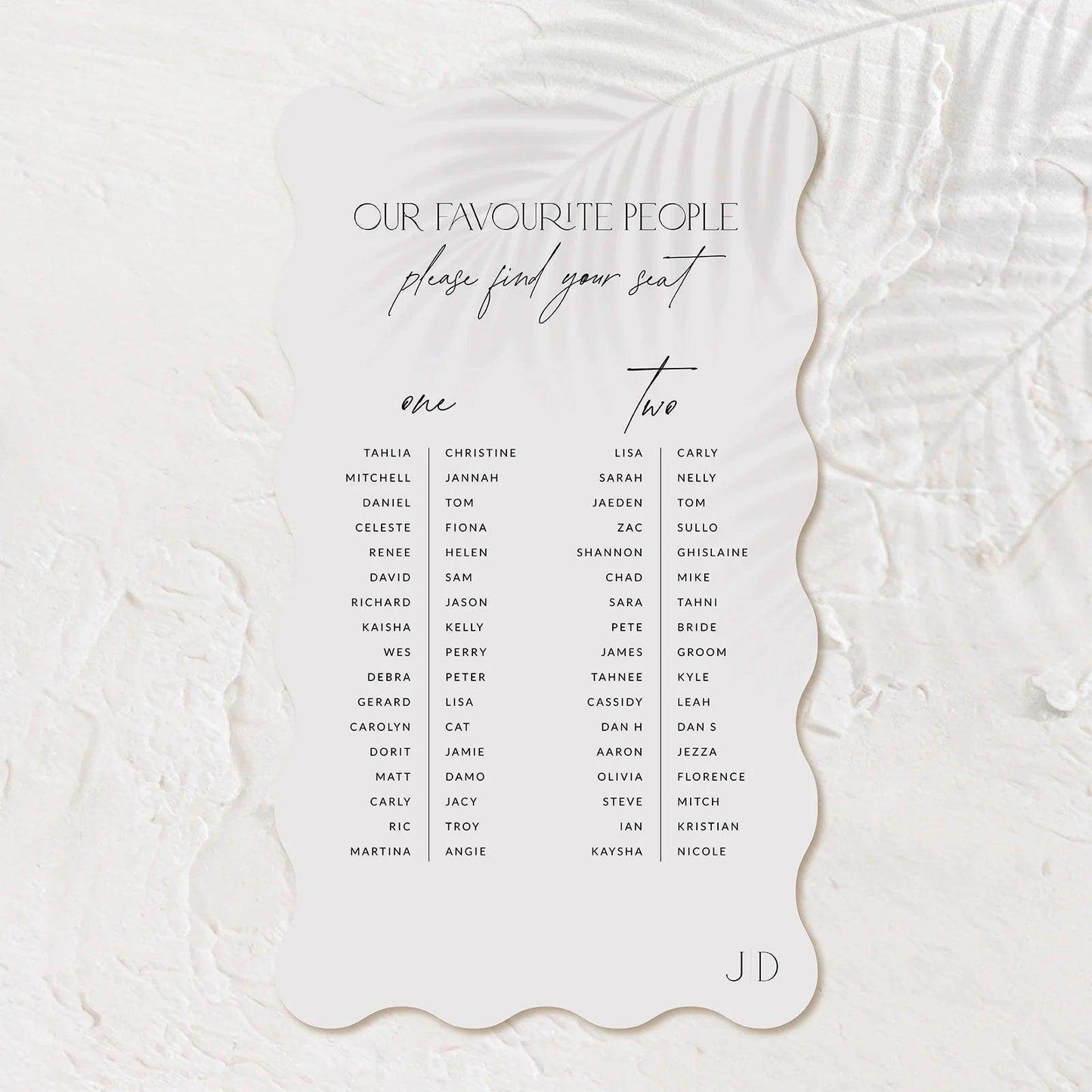 Chic Seating Chart - Jessica 3 - Wedding Signs