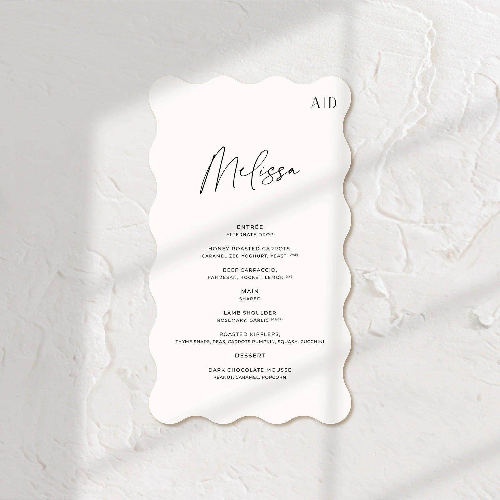 Chic Wedding Menu - Ariana - 3 - Wedding Signs