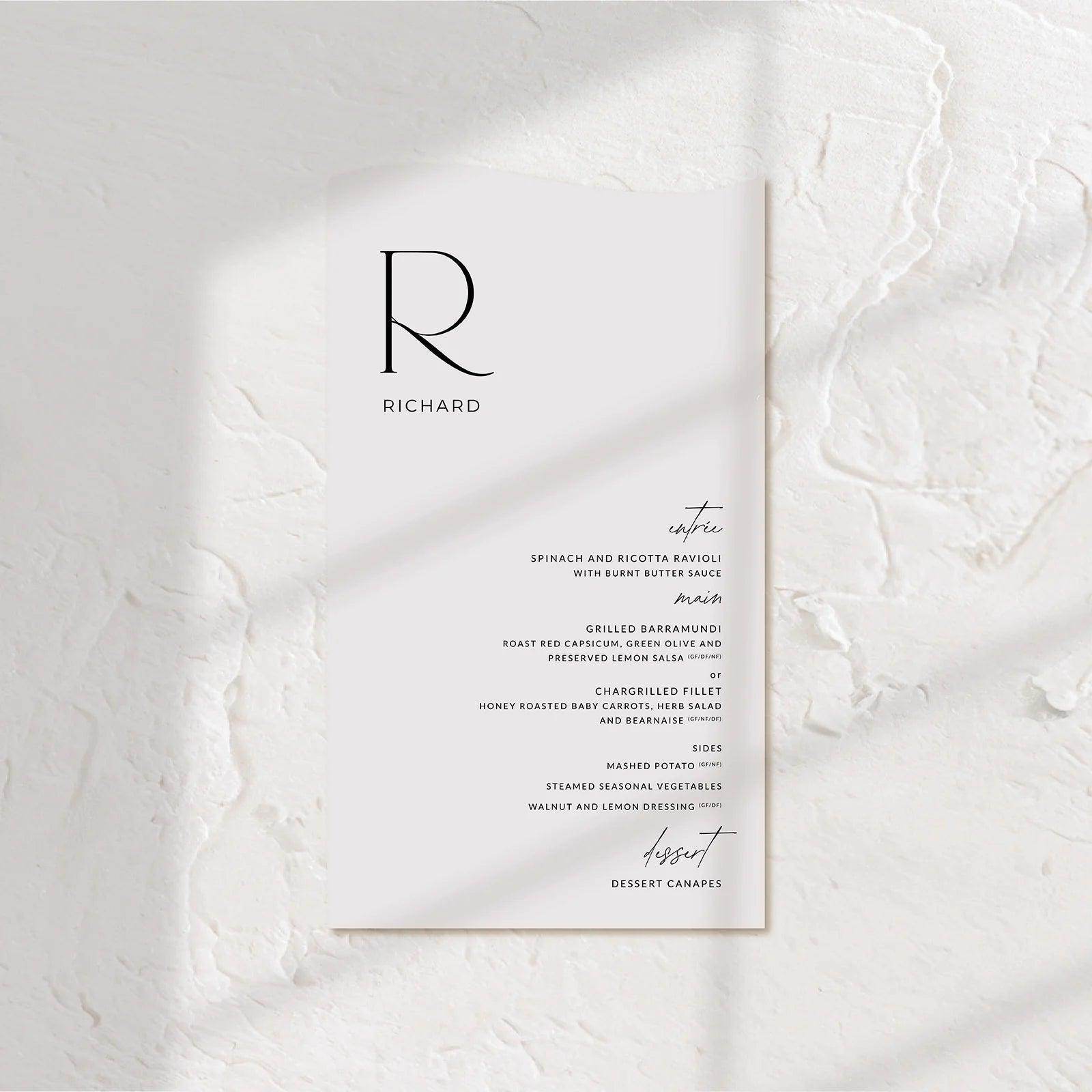 Chic Wedding Menu - Jessica 3 - Wedding Signs