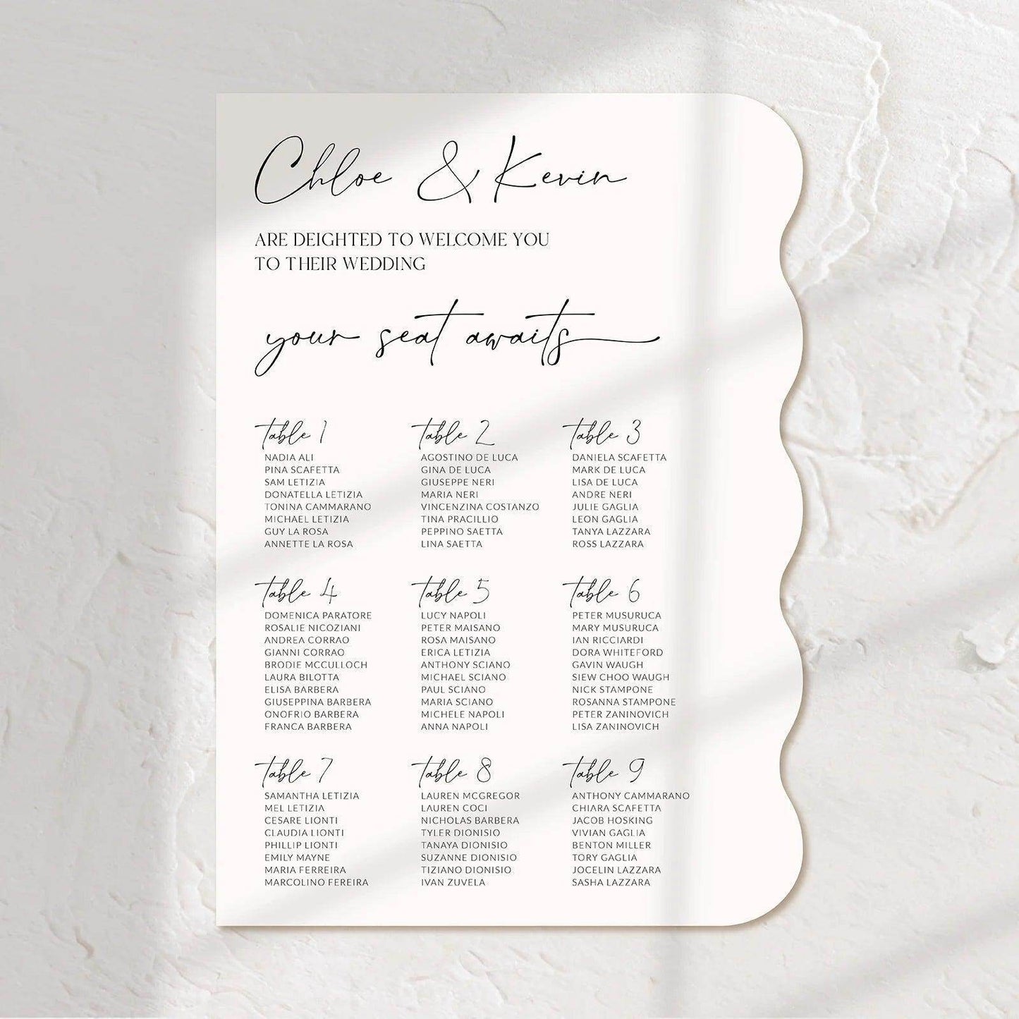 Classic Seating Chart - Chloe 4 - Wedding Signs