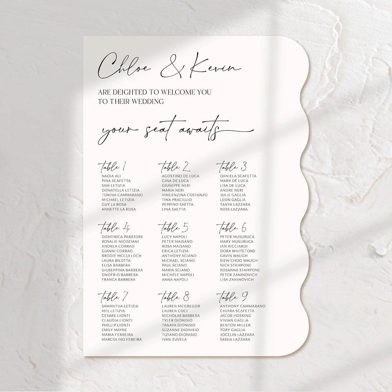 Classic Seating Chart - Chloe 4 - Wedding Signs
