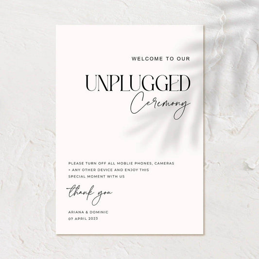Classic Unplugged Wedding Sign - Ariana 1 - Wedding Signs