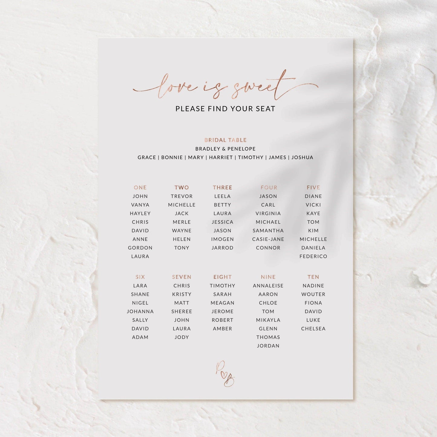 Custom Seating Chart - Penelope - Wedding Signs