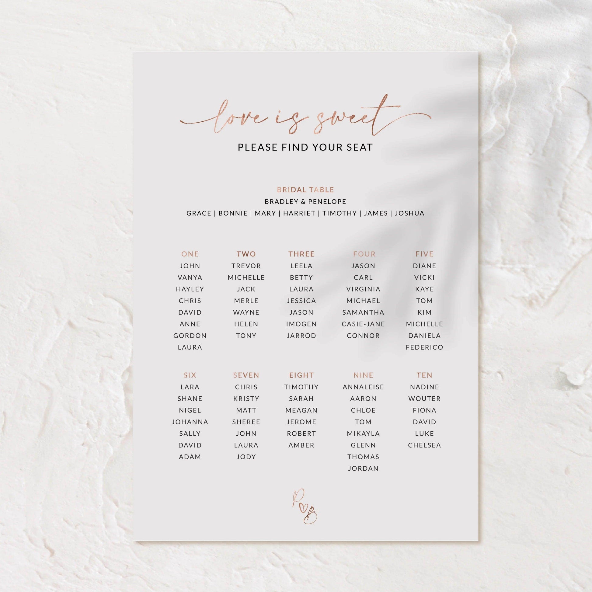 Custom Seating Chart - Penelope - Wedding Signs