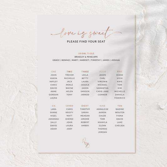 Custom Seating Chart - Penelope - Wedding Signs