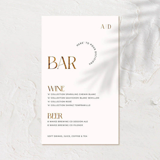 Elegant Bar Sign - Ariana 3 - Wedding Signs