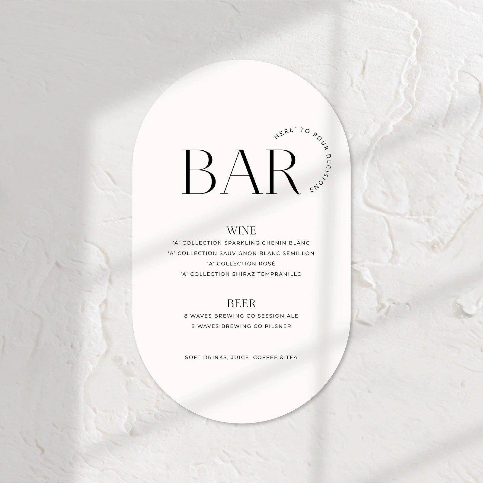 Elegant Bar Sign - Josephine 5 - Wedding Signs