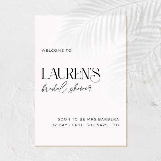 Elegant Bridal Shower Welcome Sign - Ariana 2 - Wedding Signs