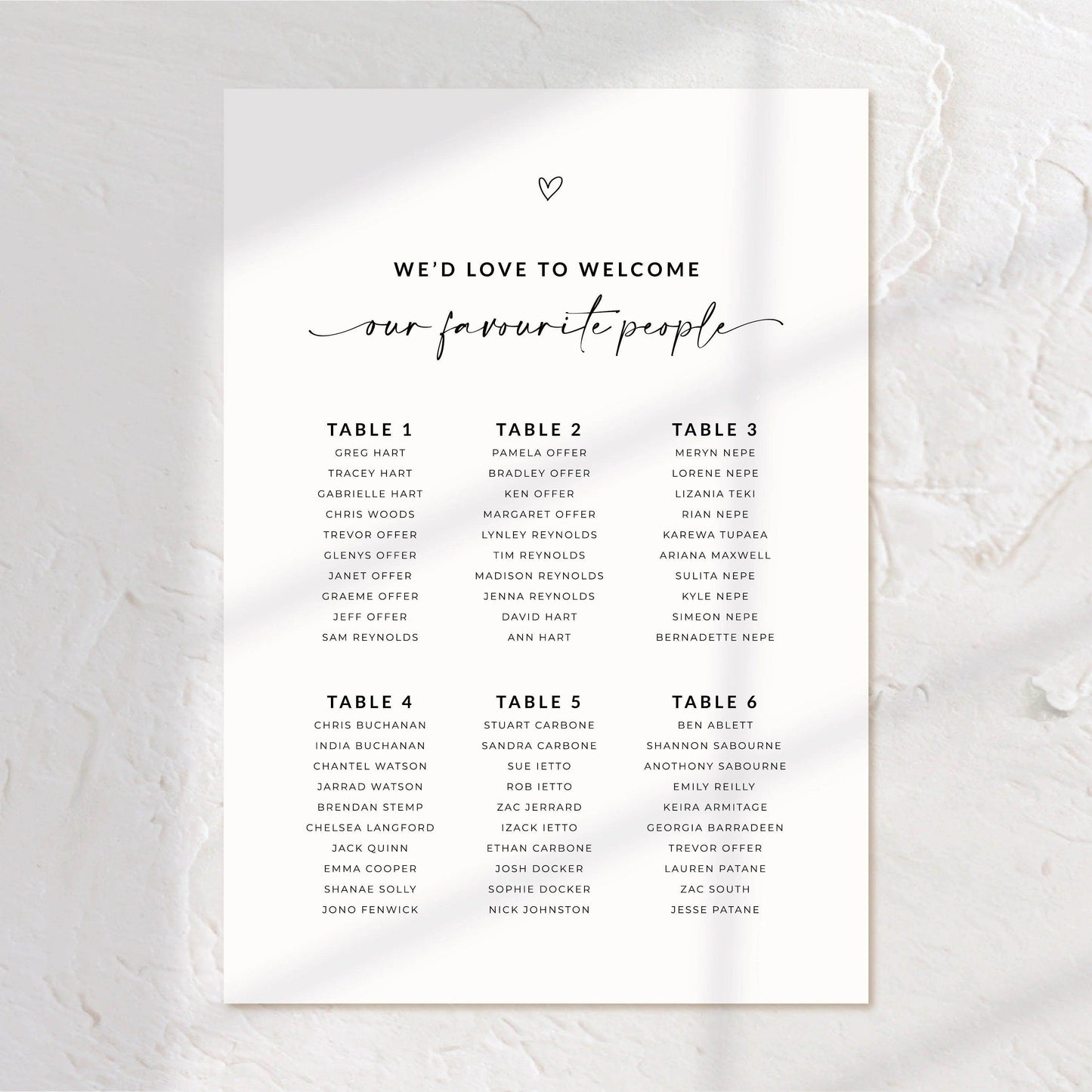 Elegant Seating Chart - Amy - Wedding Signs