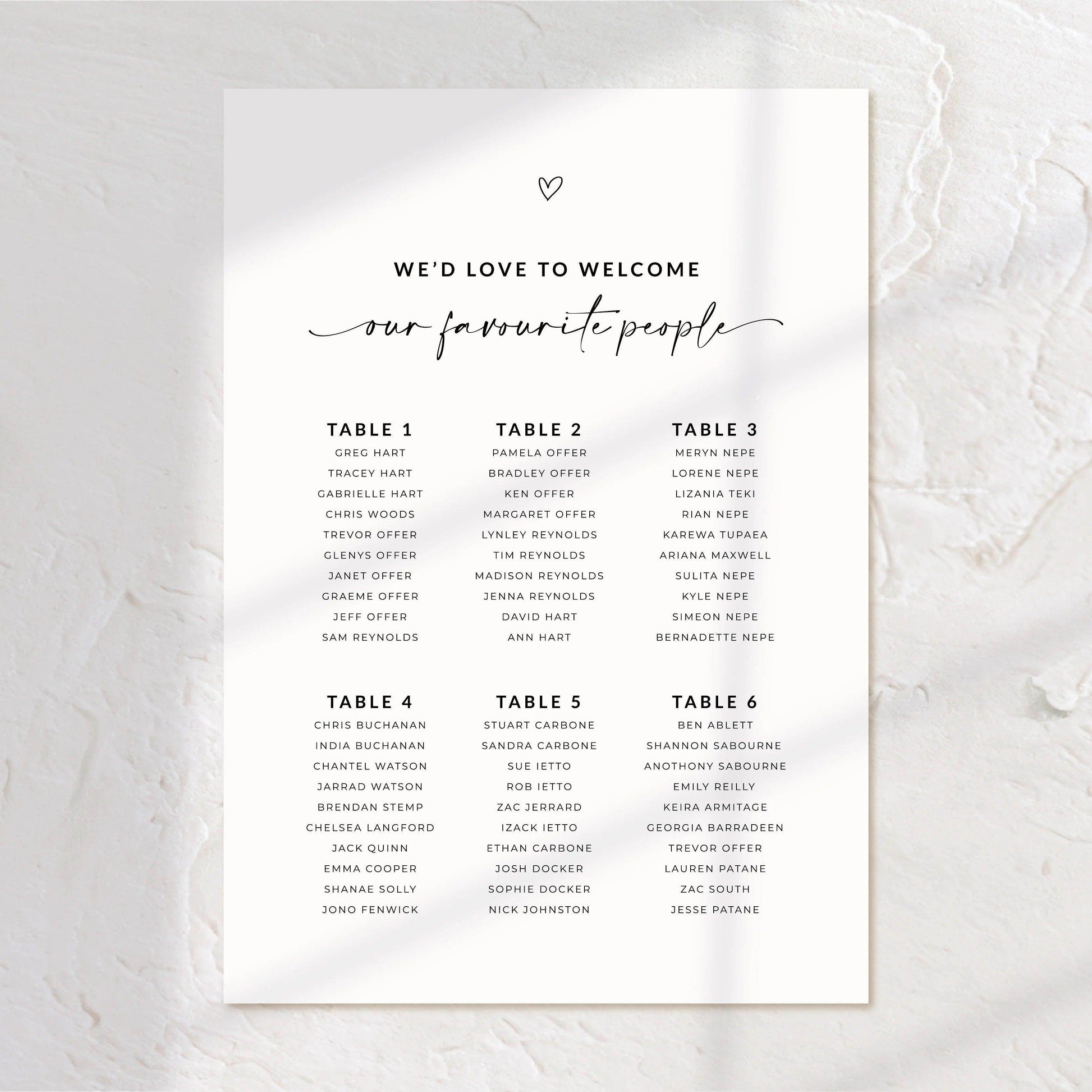 Elegant Seating Chart - Amy - Wedding Signs