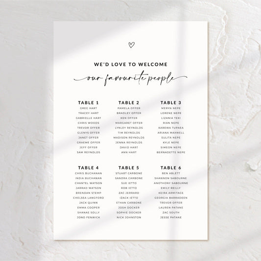 Elegant Seating Chart - Amy - Wedding Signs