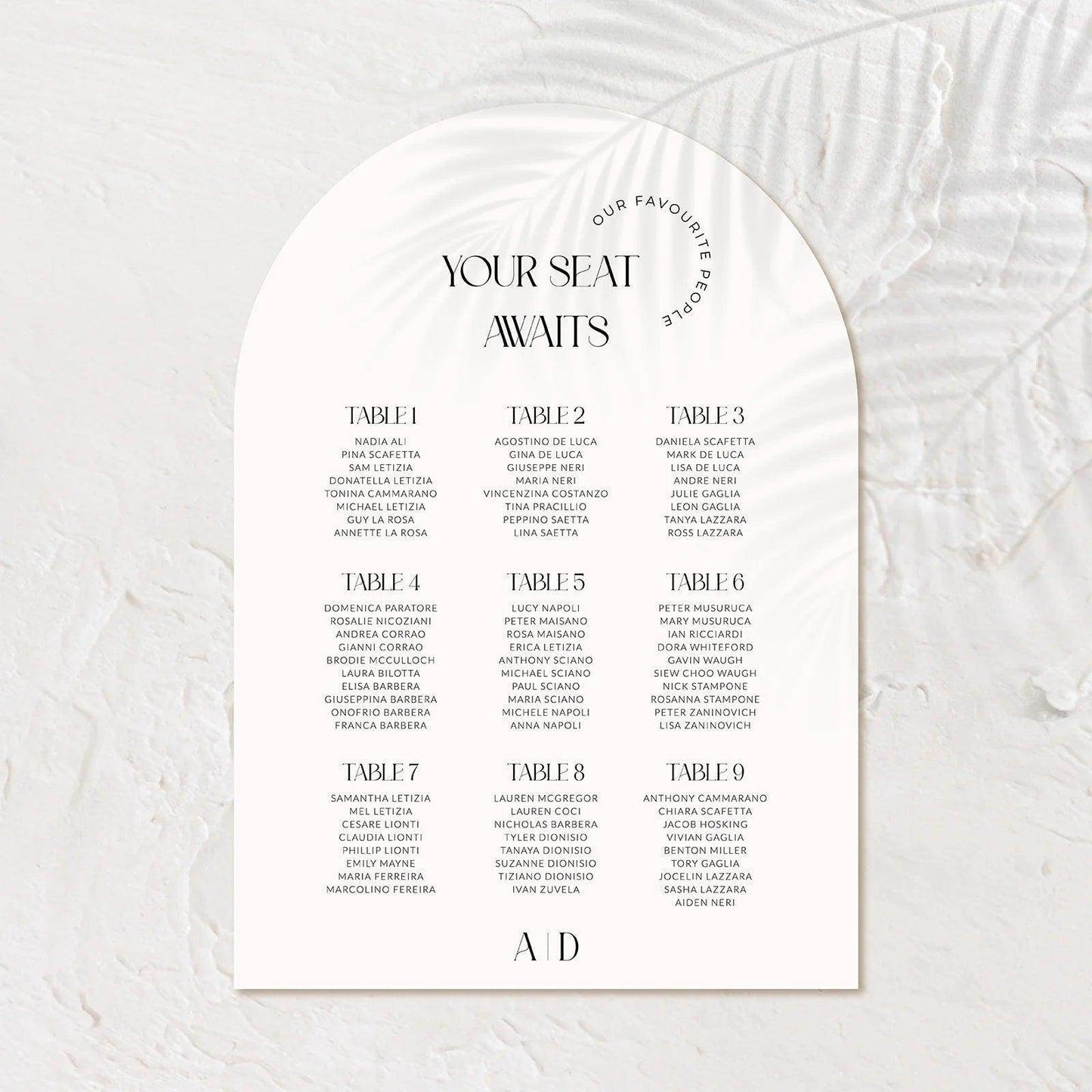 Elegant Seating Chart - Ariana 3 - Wedding Signs