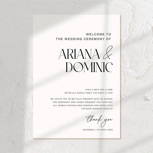 Elegant Unplugged Wedding Sign - Ariana 3 - Wedding Signs