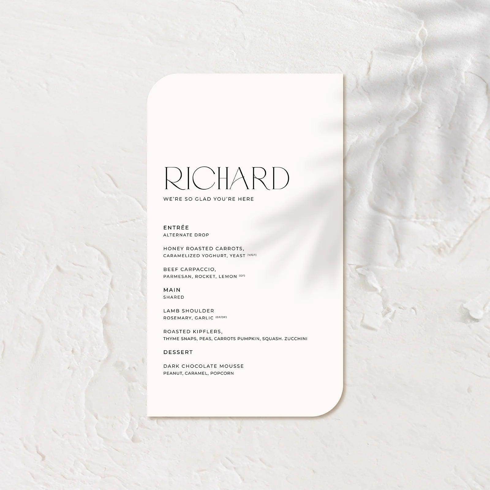 Elegant Wedding Menu - Jessica 1 - Wedding Signs