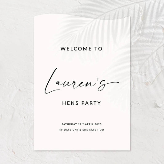 Hens Party Sign - Josephine 2 - Wedding Signs