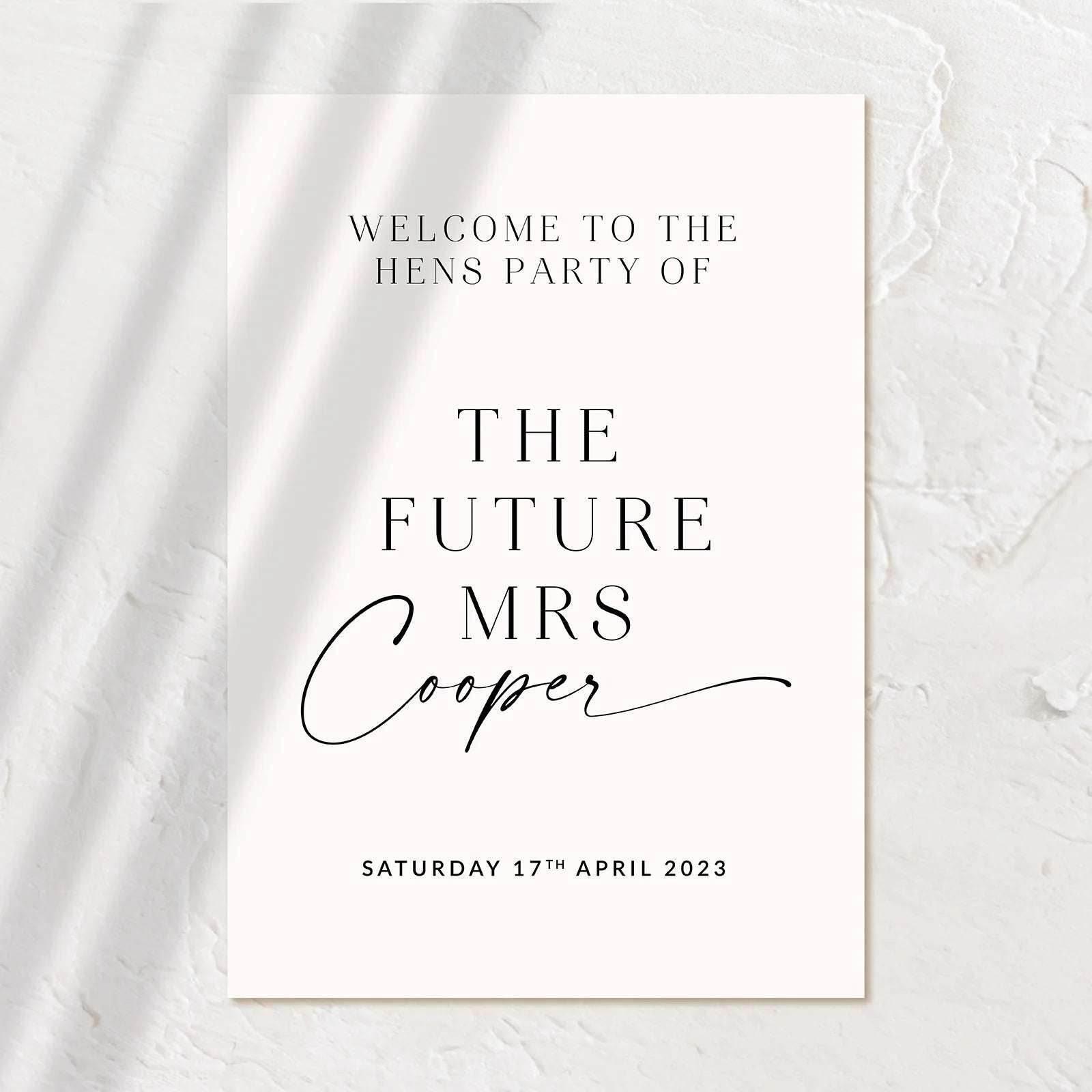 Hens Party Welcome Sign - Josephine 1 - Wedding Signs