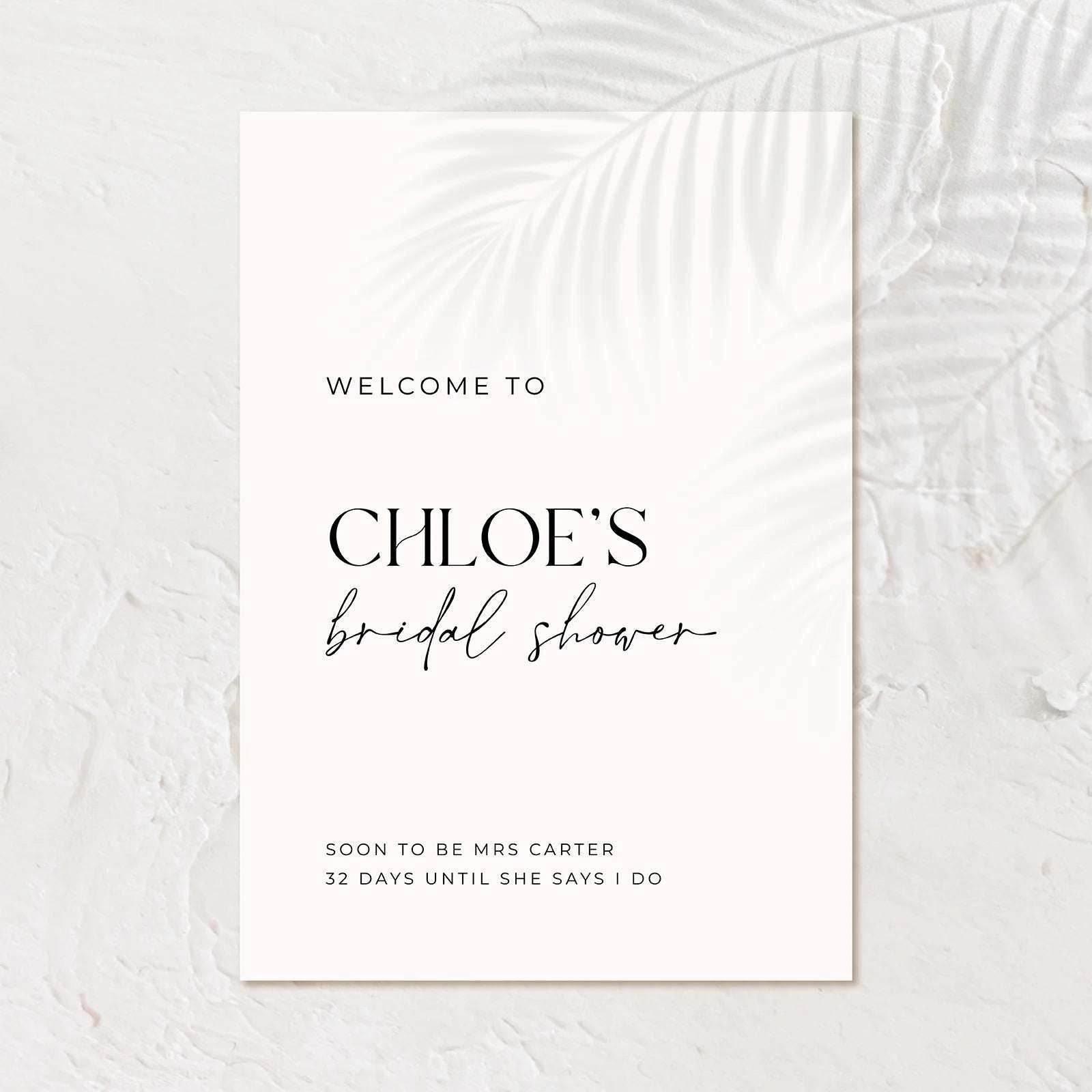 Modern Bridal Shower Welcome Sign - Chloe 2 - Wedding Signs