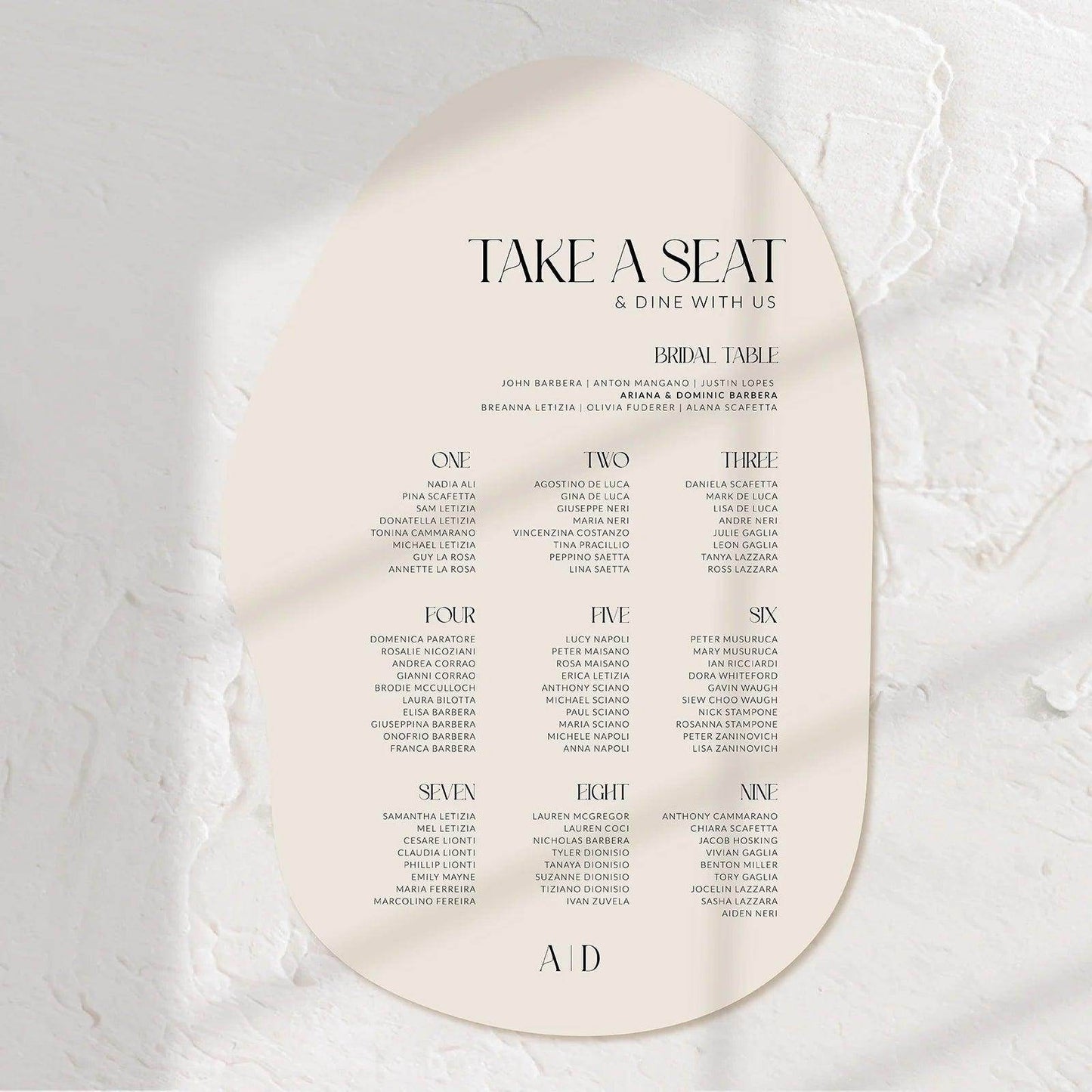 Modern Seating Chart - Ariana 4 - Wedding Signs