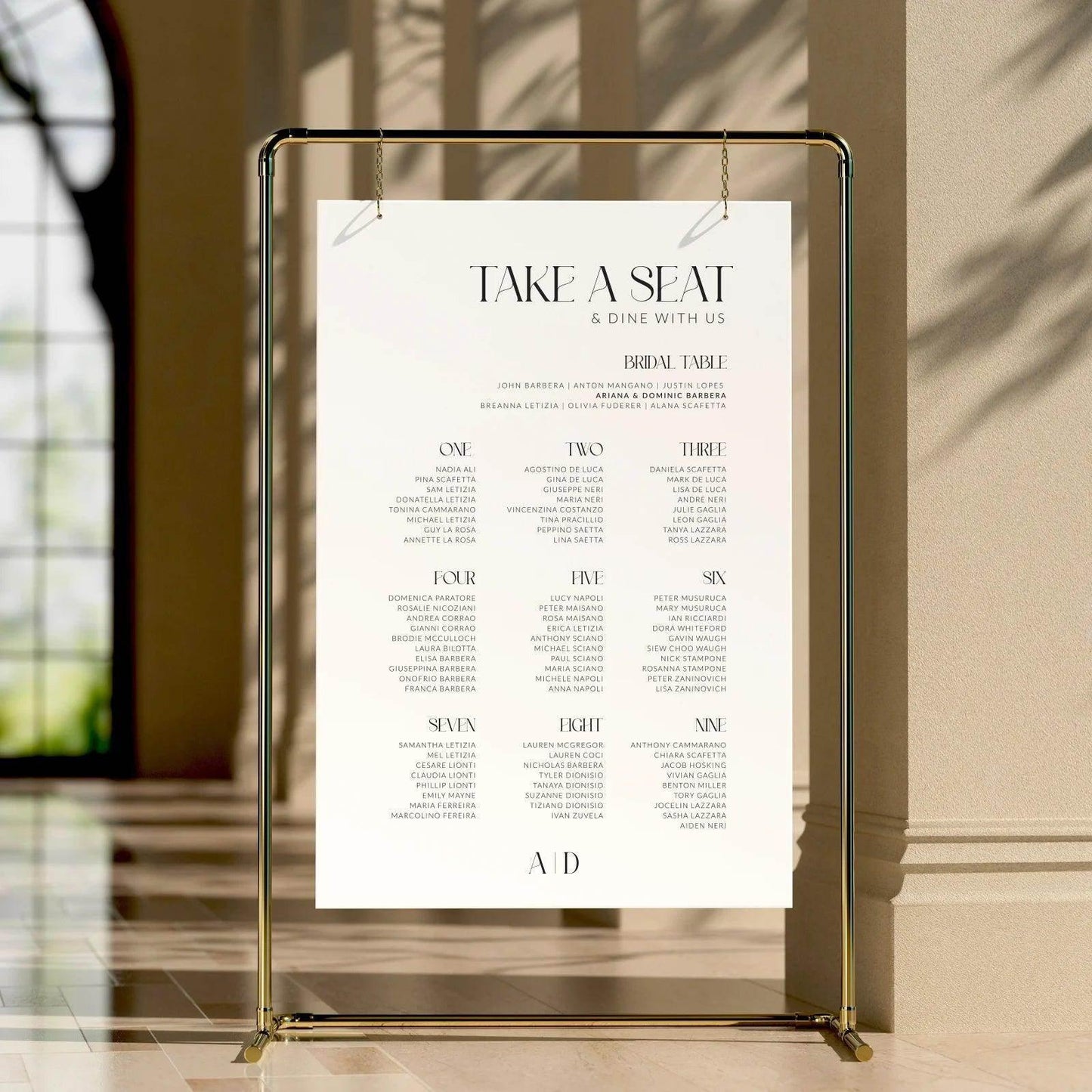 Modern Seating Chart - Ariana 4 - Wedding Signs
