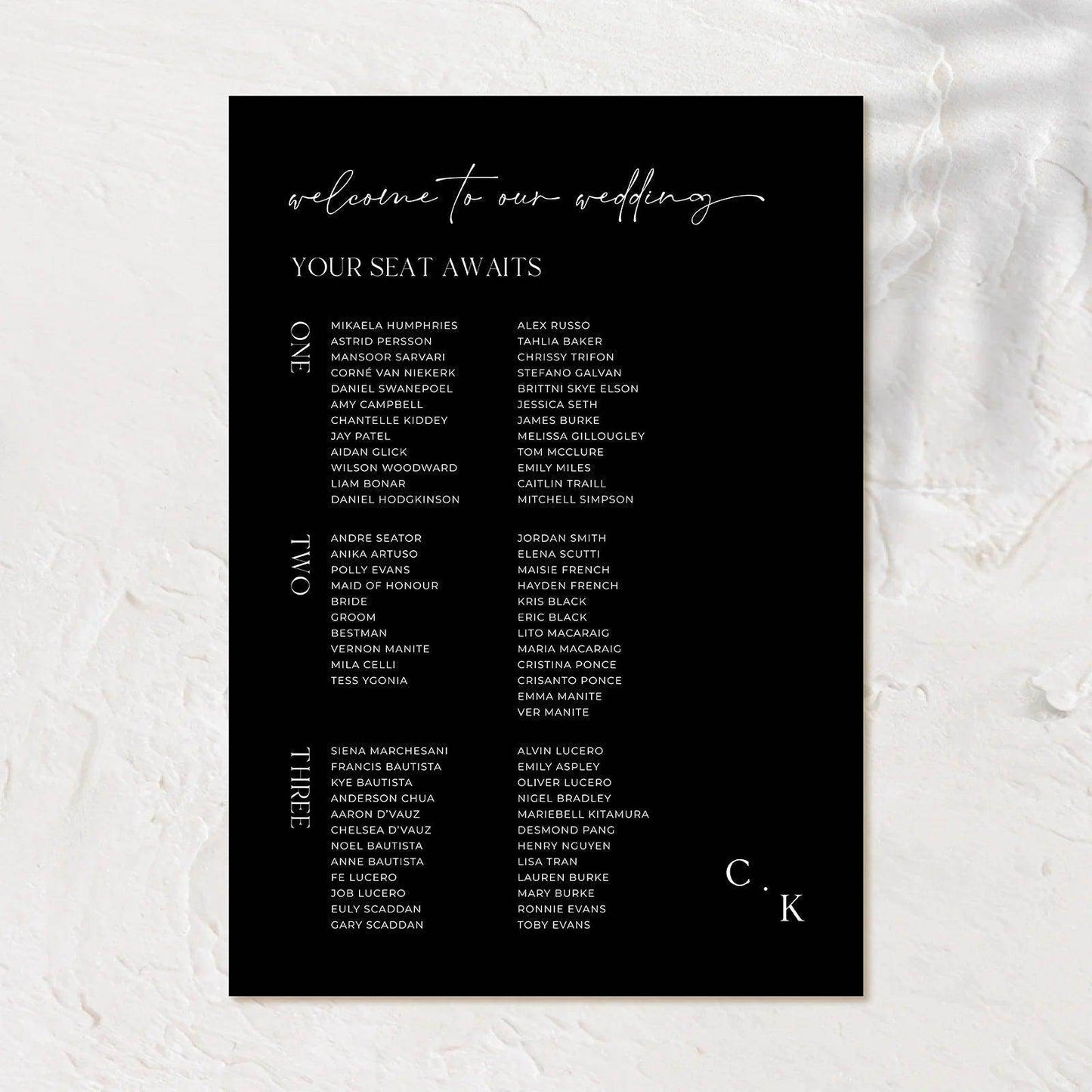 Modern Seating Chart - Chloe 2 - Wedding Signs