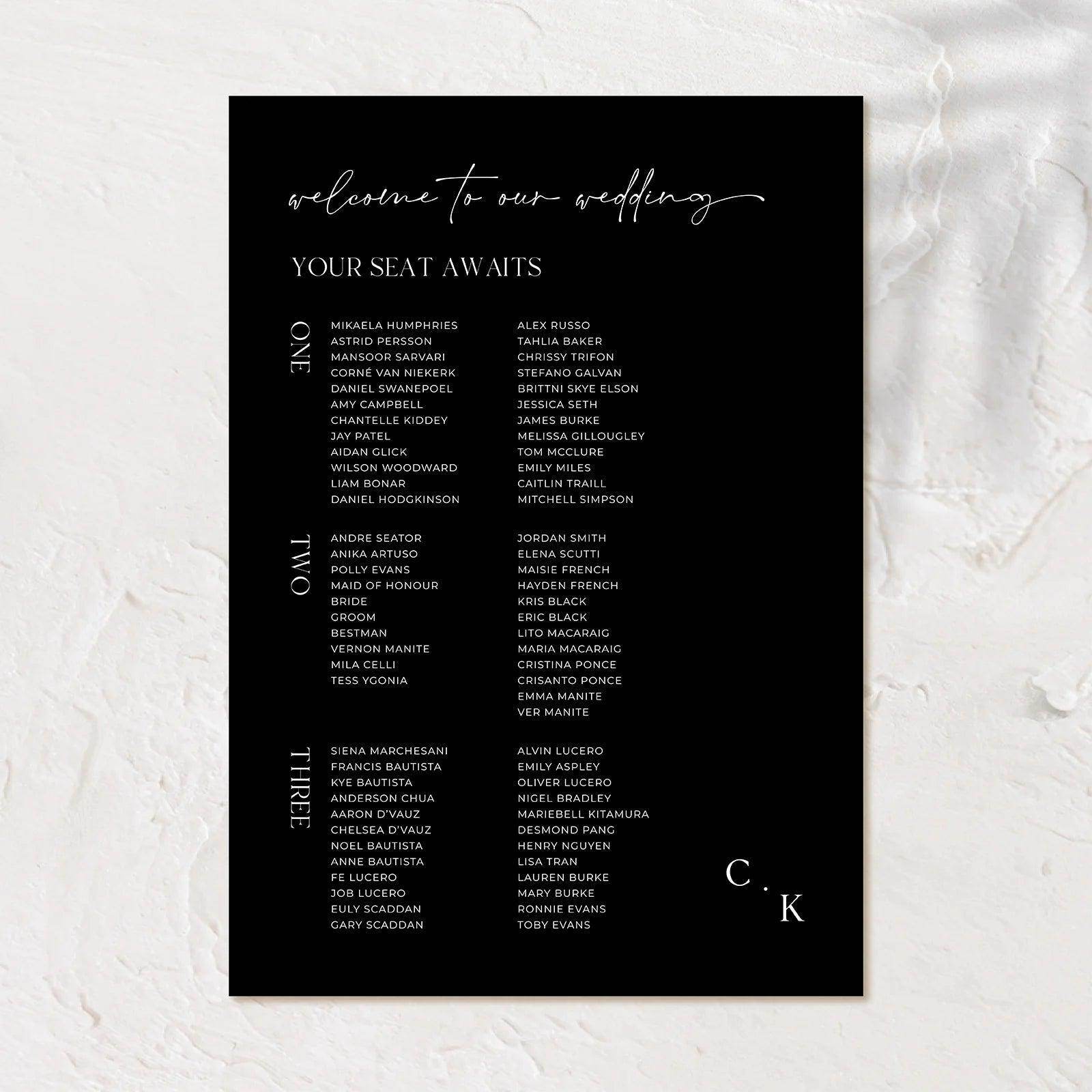 Modern Seating Chart - Chloe 2 - Wedding Signs