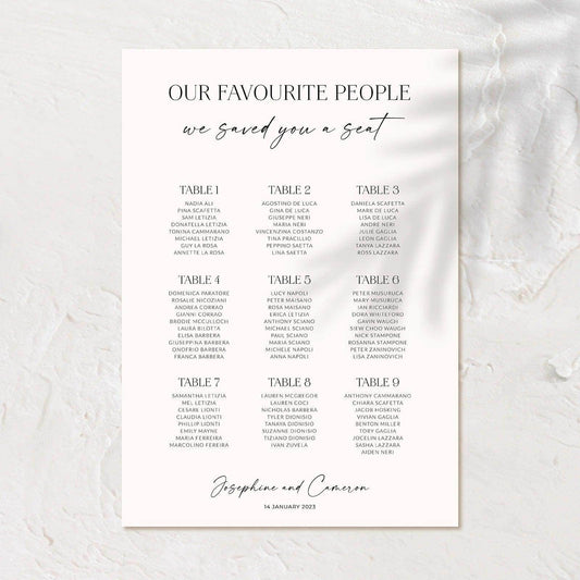 Modern Seating Chart - Josephine 2 - Wedding Signs