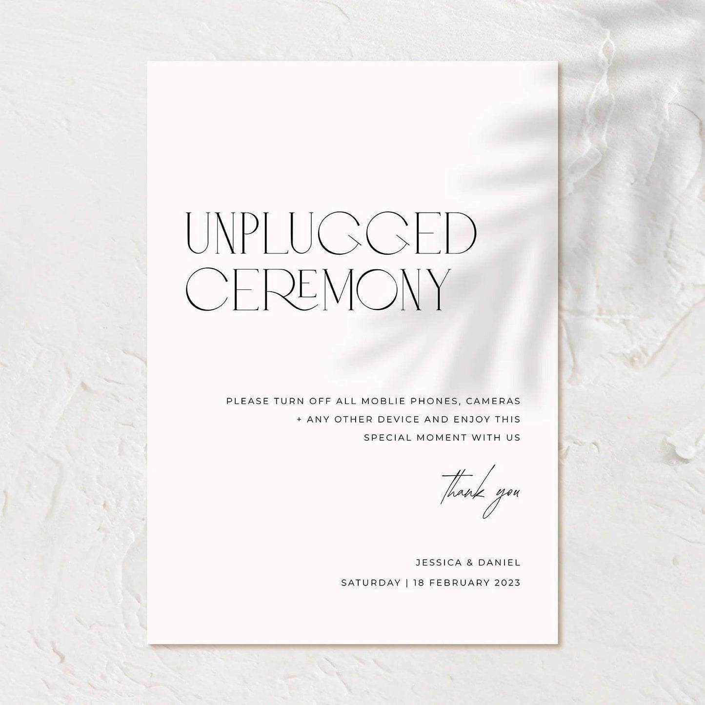 Modern Unplugged Wedding Sign - Jessica 1 - Wedding Signs