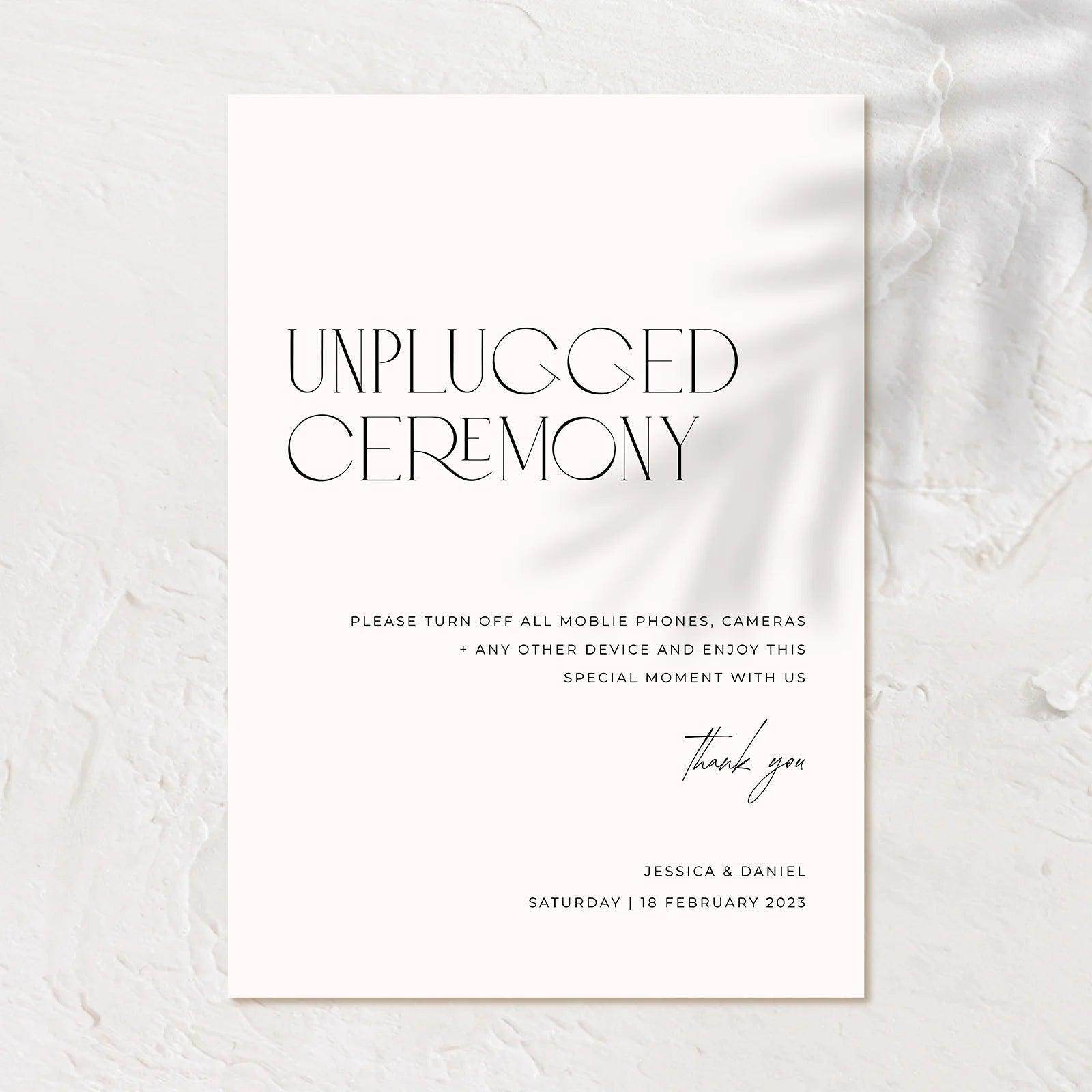Modern Unplugged Wedding Sign - Jessica 1 - Wedding Signs