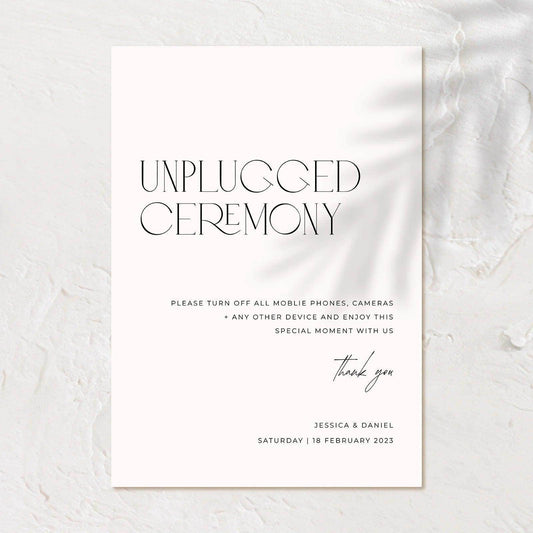 Modern Unplugged Wedding Sign - Jessica 1 - Wedding Signs