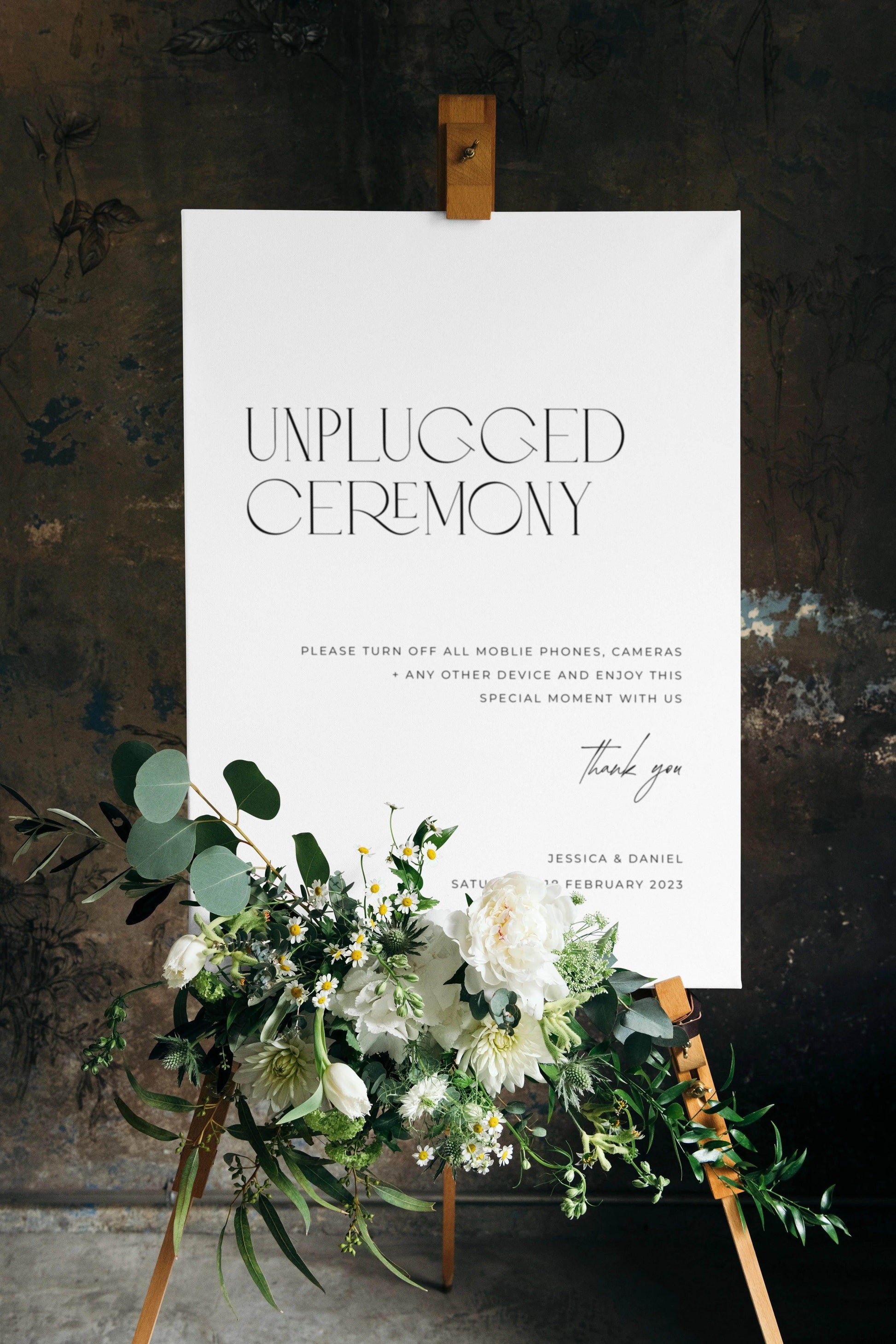 Modern Unplugged Wedding Sign - Jessica 1 - Wedding Signs