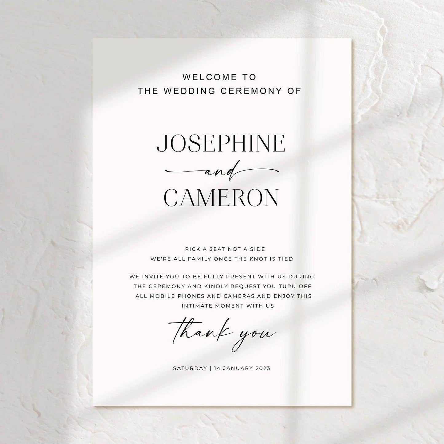 Modern Unplugged Wedding Sign - Josephine 3 - Wedding Signs