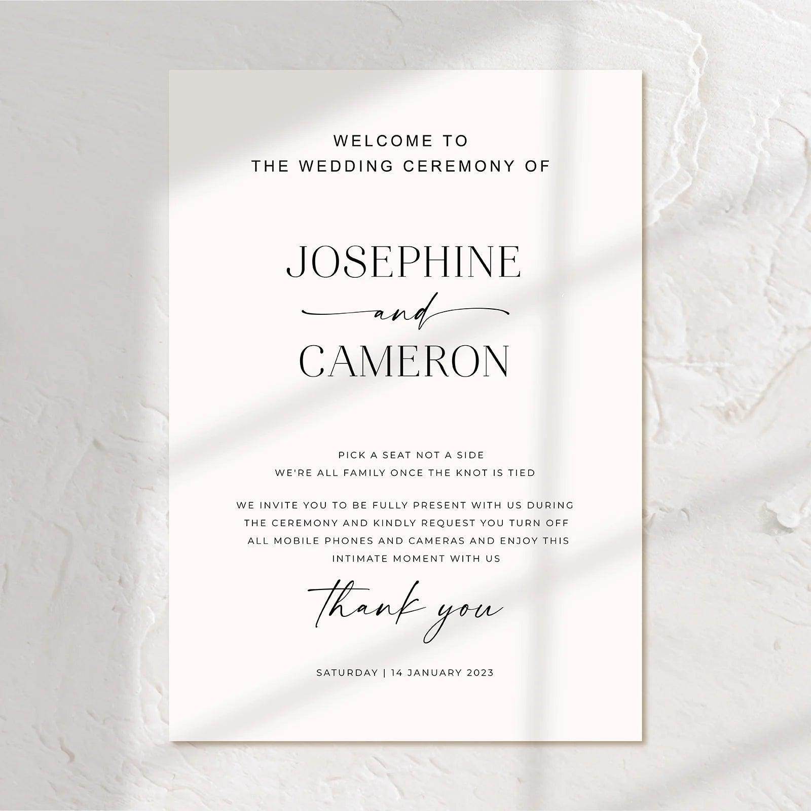 Modern Unplugged Wedding Sign - Josephine 3 - Wedding Signs