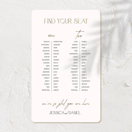 Personalised Seating Chart - Jessica 2 - Wedding Signs