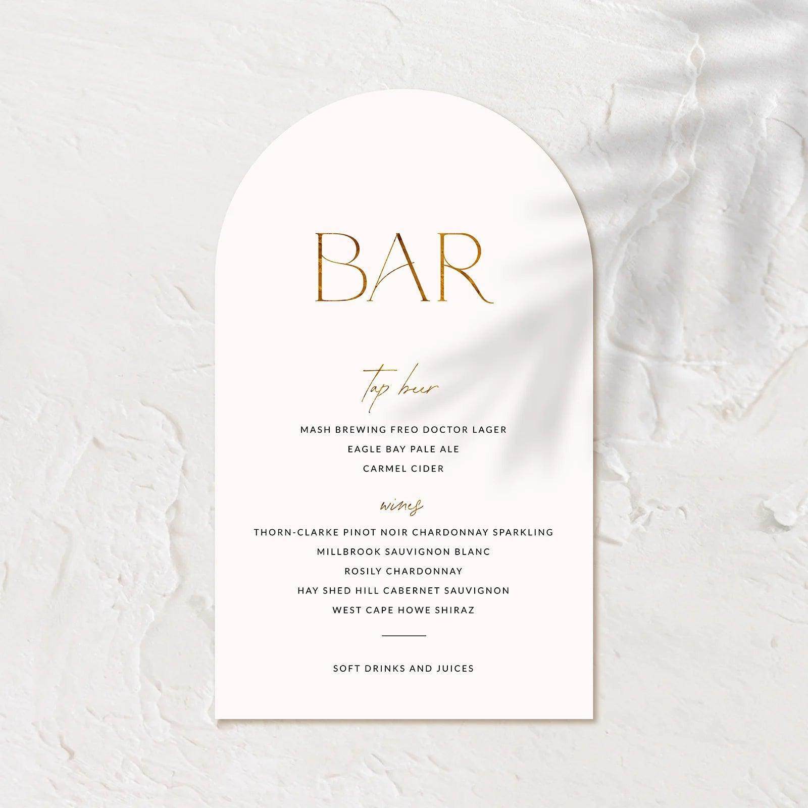 Sophisticated Bar Sign - Jessica 3 - Wedding Signs