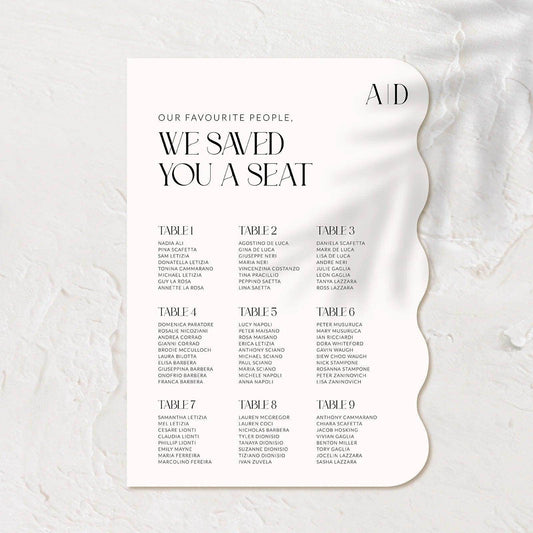 Sophisticated Seating Chart - Ariana 5 - Wedding Signs