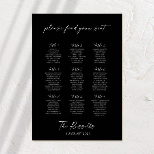 Sophisticated Seating Chart - Josephine 1 - Wedding Signs