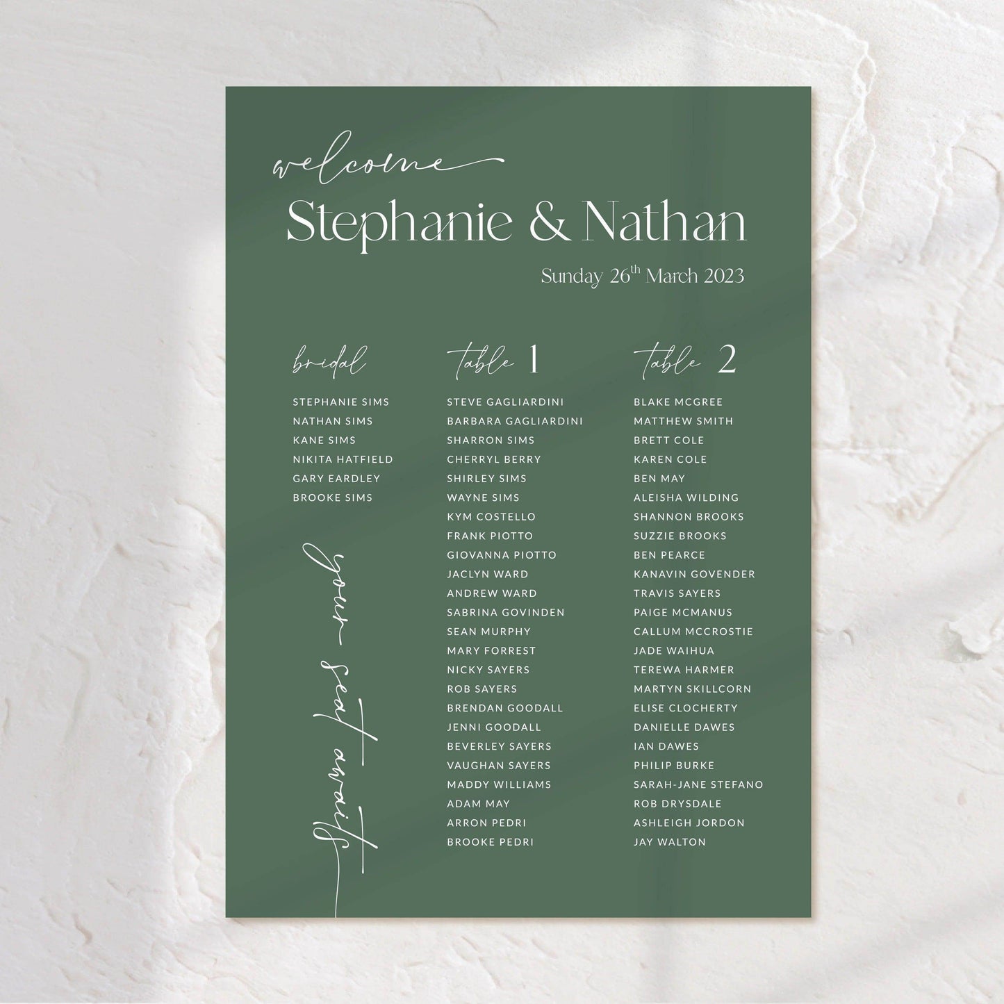 Sophisticated Seating Chart - Stephanie 2 - Wedding Signs