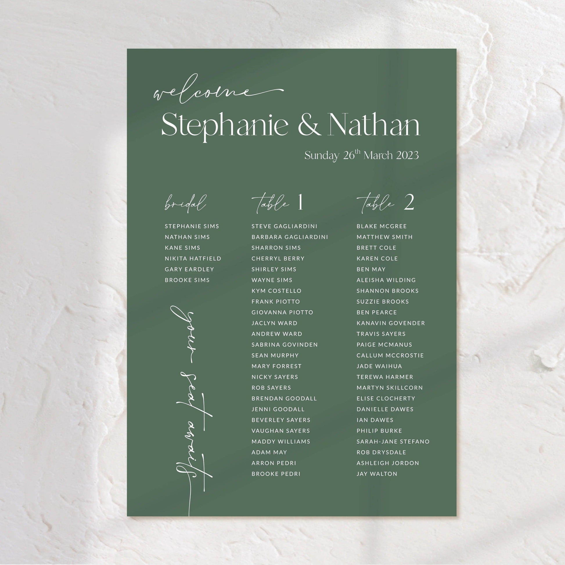 Sophisticated Seating Chart - Stephanie 2 - Wedding Signs