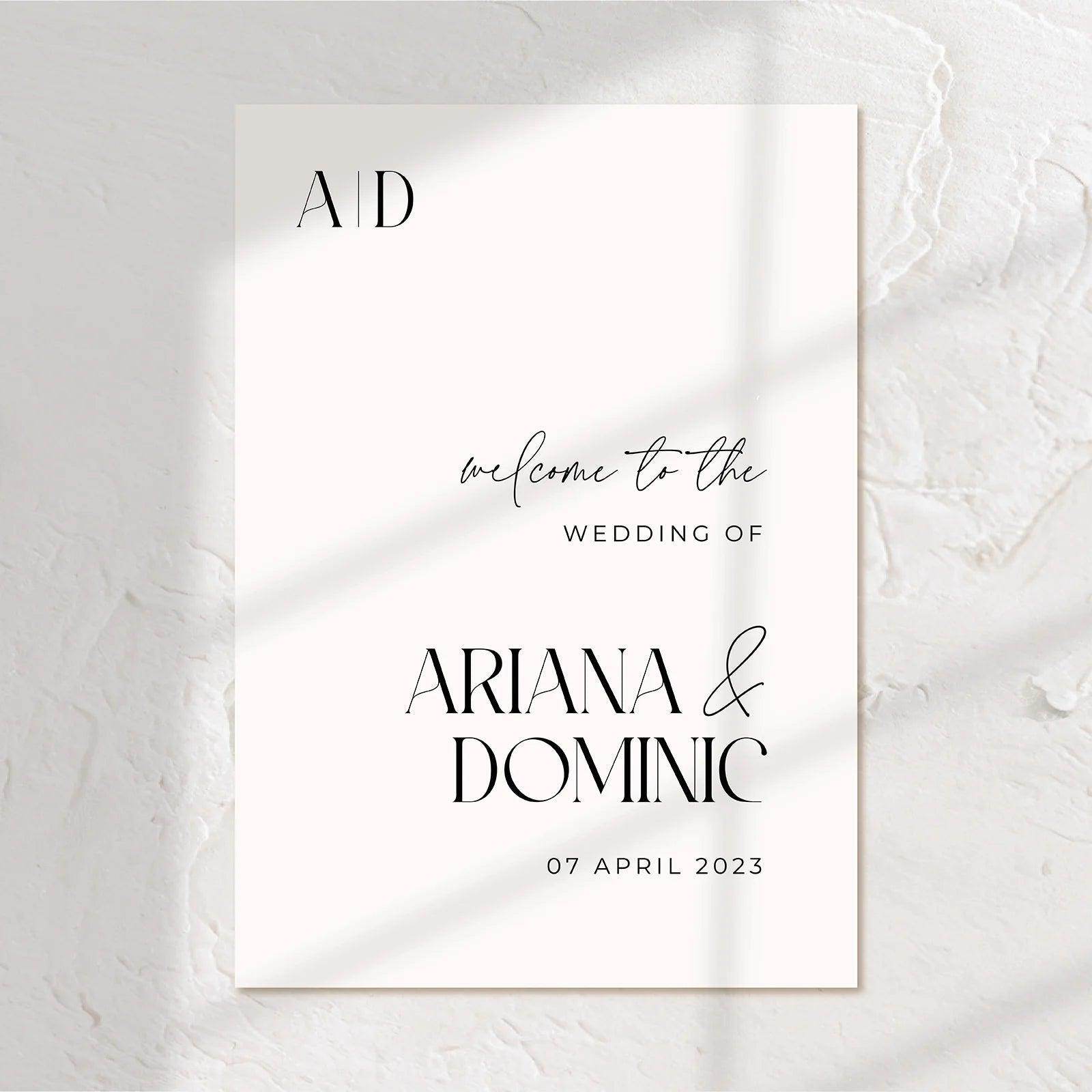 Sophisticated Welcome Sign - Ariana 3 - Wedding Signs