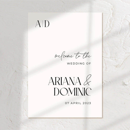 Sophisticated Welcome Sign - Ariana 3 - Wedding Signs