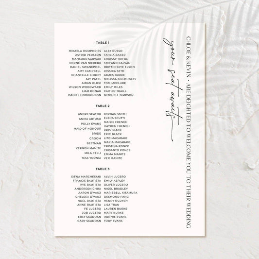 Stylish Seating Chart - Chloe 3 - Wedding Signs