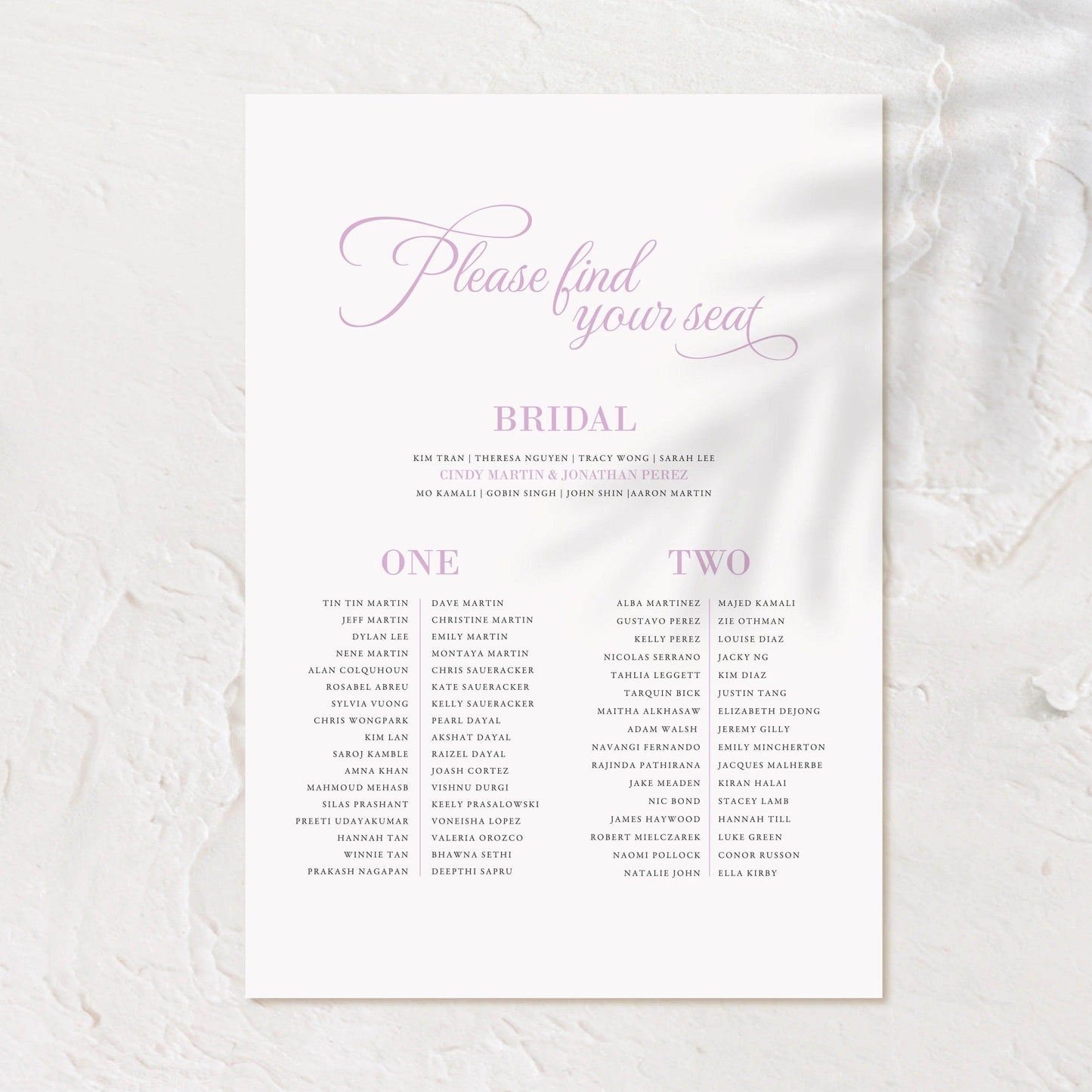 Stylish Seating Chart - Cindy - Wedding Signs