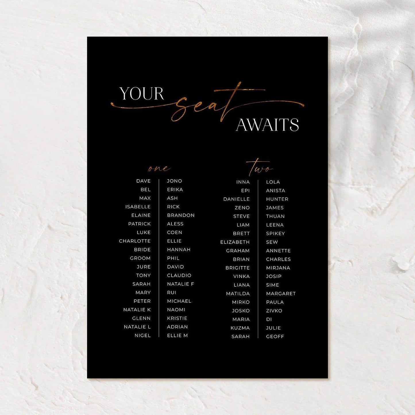 Stylish Seating Chart - Josephine 5 - Wedding Signs