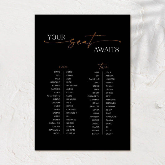 Stylish Seating Chart - Josephine 5 - Wedding Signs