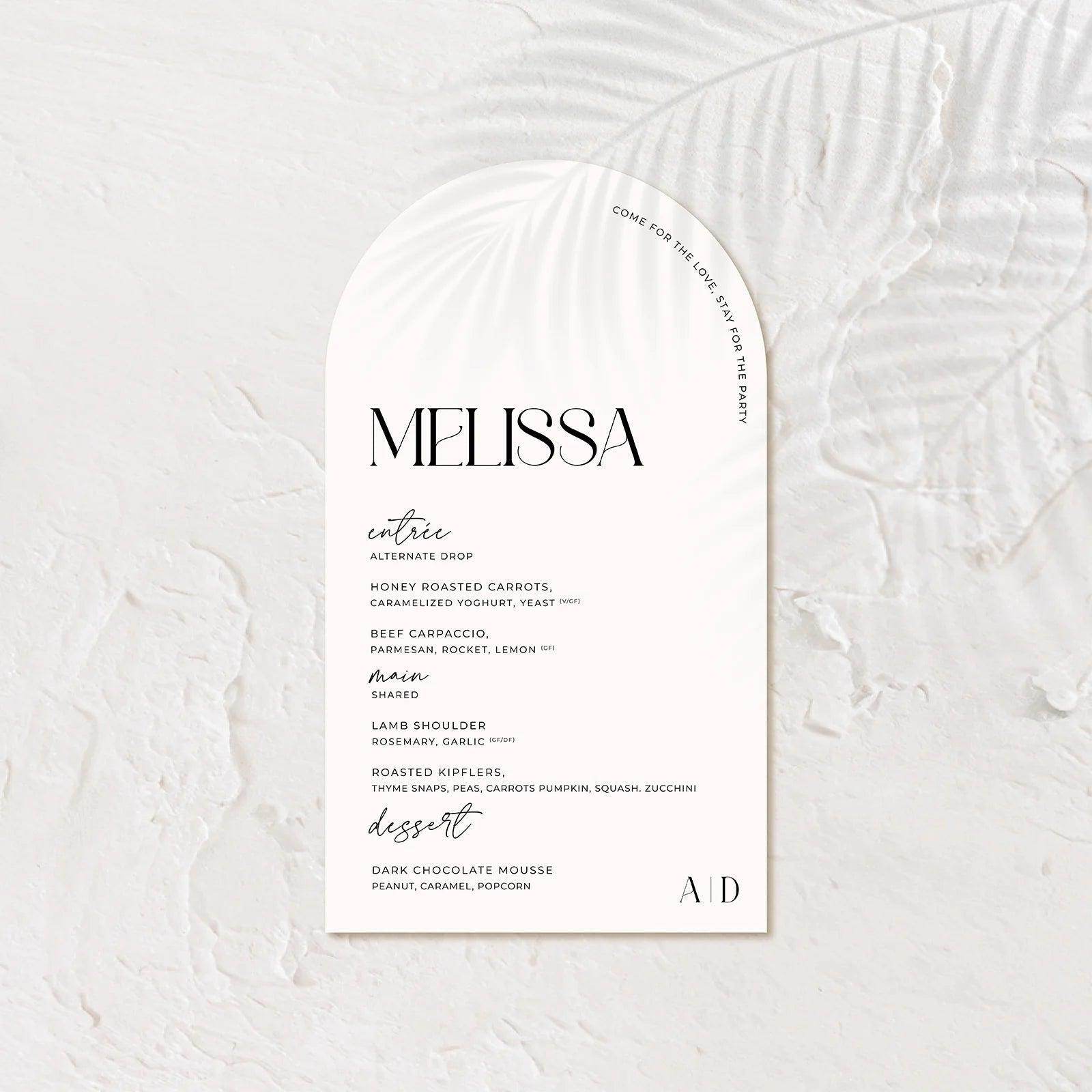 Stylish Wedding Menu - Ariana - 2 - Wedding Signs
