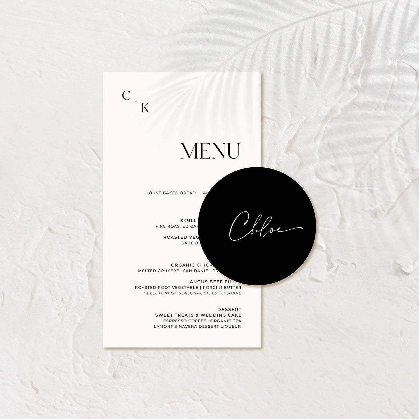 Stylish Wedding Menu - Chloe 2 - Wedding Signs