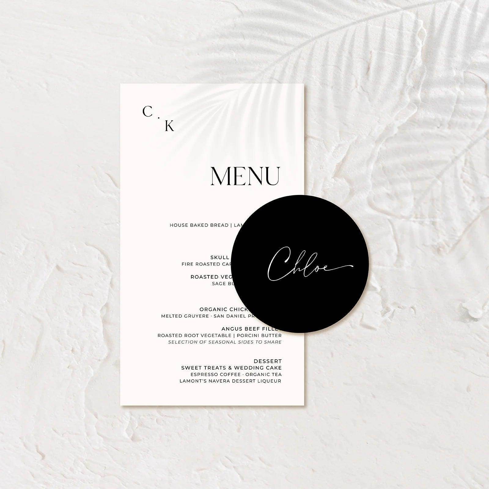 Stylish Wedding Menu - Chloe 2 - Wedding Signs