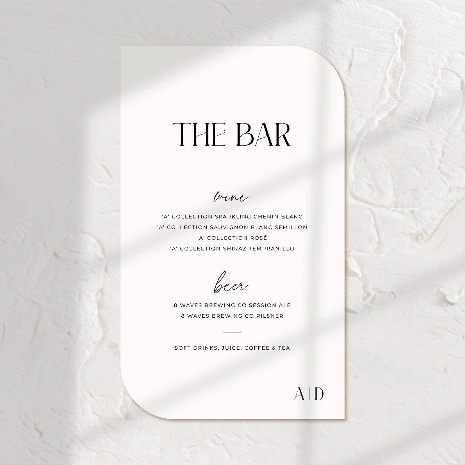Timeless Bar Sign - Ariana 5 - Wedding Signs