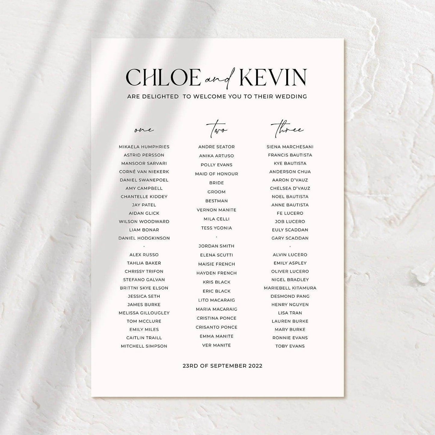 Timeless Seating Chart - Chloe 1 - Wedding Signs